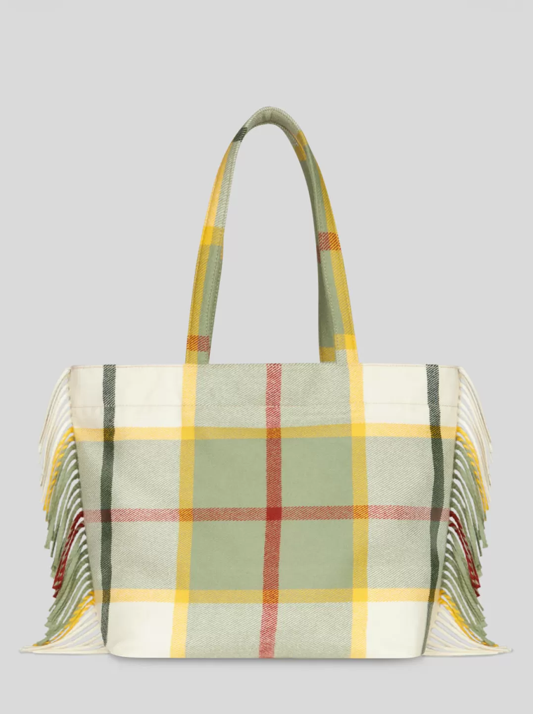 Outlet LARGE CHECK JACQUARD SOFT TROTTER TOTE BAG WITH FRINGING | Shopping Bags