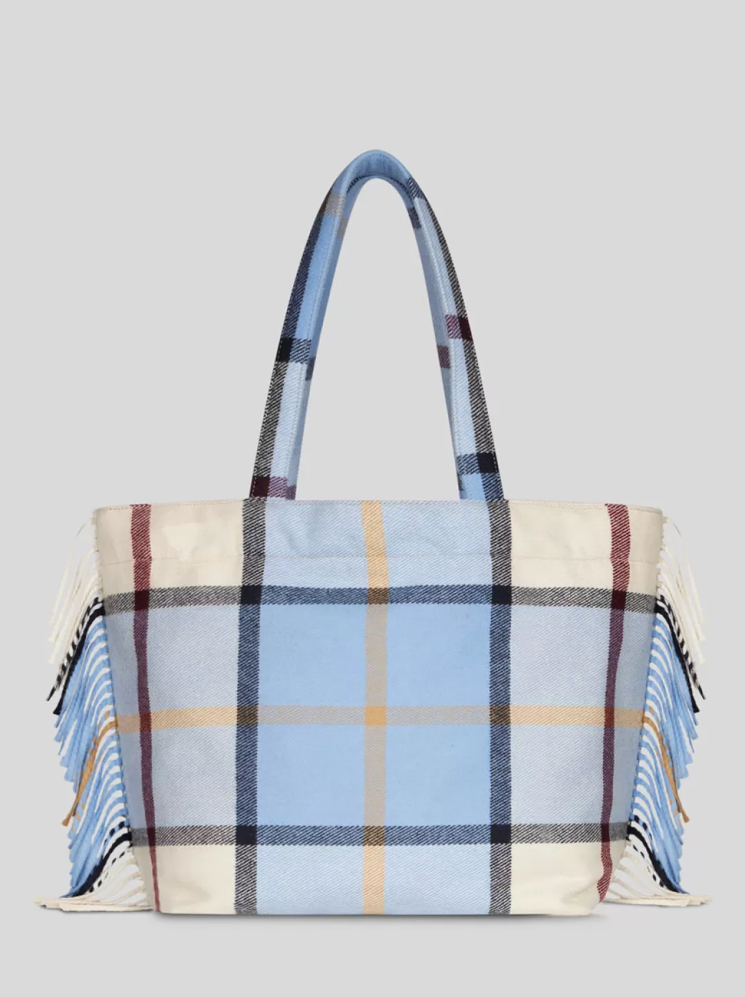 Clearance LARGE CHECK JACQUARD SOFT TROTTER TOTE BAG WITH FRINGING | Shopping Bags